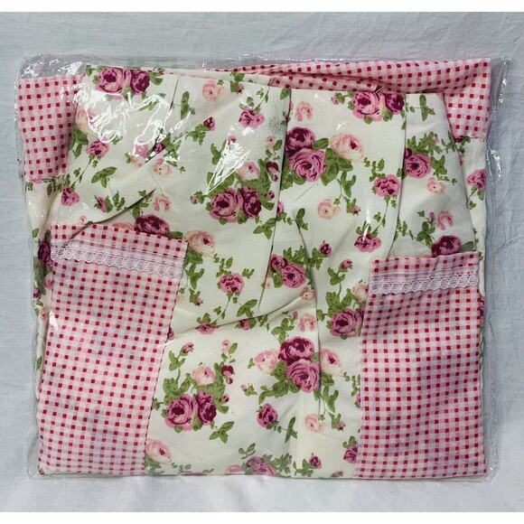 Apron For Teens Raylinedo Junior Pink White Double Pocket Full Floral Gingham - Picture 6 of 6
